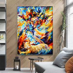 3D Coloré Dessin Animé Dame Figure Pure Peint À La Main Toile Abstraite Visage Portrait Peintures Et Arts Muraux - Product Image 5