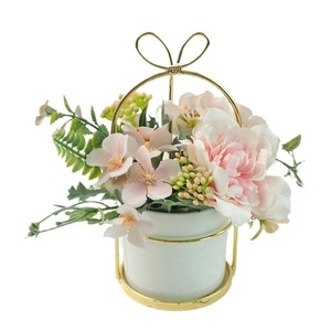 New Arrival <b>Artificial</b> <b>Hydrangea</b> Camellia Bonsai Set Electroplated Iron Frame White Ceramic Pot Nordic Style Home Decoration - Product Image 2