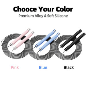 <span class=keywords><strong>Corde</strong></span> <span class=keywords><strong>à</strong></span> <span class=keywords><strong>sauter</strong></span> réglable en silicone avec roulements <span class=keywords><strong>à</strong></span> billes, haute qualité, portable, pour enfants, débutants, adultes, entraînement cardio, fitness - Product Image 2