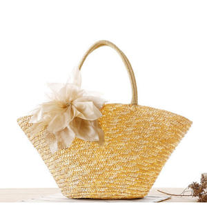 Borsa Tote donna moda <span class=keywords><strong>estiva</strong></span> floreale e paglia di alghe per spiaggia <span class=keywords><strong>o</strong></span> ufficio borsa in Rattan - Product Image 1