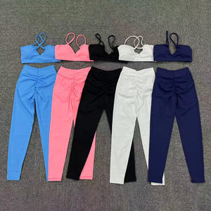 Ensembles de sport personnalisés de haute qualité à séchage rapide pour la course et l'entraînement, comprenant un soutien-gorge de yoga à dos croisé et un legging respirant à dos en V, pour le fitness - Product Image 3