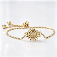 Bracelet Chaîne en Acier Inoxydable Plaqué Or et Argent avec Breloque Soleil Faite à la Main pour Hommes et Femmes – Vente en Gros