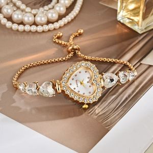 <b>Cute</b> Heart-shaped Digital Sport Alarm Watch Elegant Luxurious Diamond-encrusted Unisex <b>Bracelet</b> Decoration Wholesale - Product Image 6