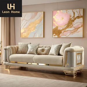 Nuovissimo comodo divano da soggiorno di lusso in acciaio inossidabile 1-2-3 posti divano in velluto per la <span class=keywords><strong>casa</strong></span> - Product Image 2