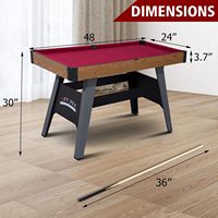 Table de billard d'intérieur en MDF de 4 pieds pour enfants et adultes, avec 2 queues, 16 billes, triangle, craie et filets de rangement - REAHOISY