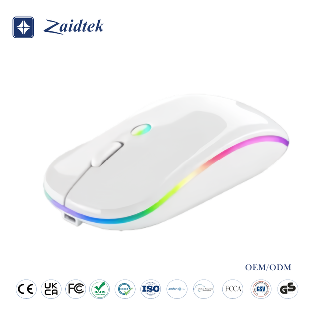 Ultra-Thin White 1600 DPI PAW3395 Sensor 4-Button Mini USB Rechargeable Wireless Mouse LED Battery Power Office Gaming Mouse