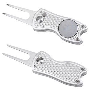 LH ส้อมขว้างโลหะพับได้พร้อมโลโก้เครื่องมือ Divot พร้อมเครื่องหมายลูกกอล์ฟคลิปหมวกแม่เหล็กสำหรับซ่อม - Product Image 6