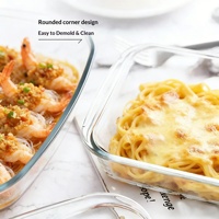 Grand plat de cuisson en verre – Résistant à la chaleur, compatible four et micro-ondes, rectangulaire, pour barbecue, poisson, usage domestique et service