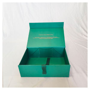 Logotipo personalizado cinta verde plegable lujo rígido embalaje gran cesto magnético caja de regalo - Product Image 2