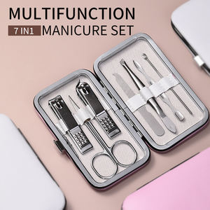 Commercio all'ingrosso 7 pz/set in acciaio inox per la cura delle unghie strumenti per il trucco accessori cosmetici per Manicure e Pedicure Set con fondina - Product Image 2