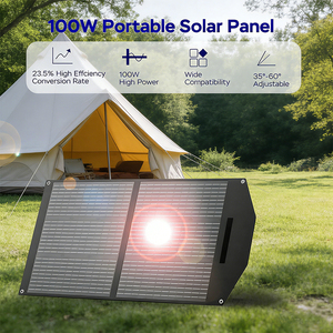 แผงโซลาร์เซลล์แบบพับได้ 100W โมโนคริสตัลไลน์ซิลิคอน พกพาสะดวก ประสิทธิภาพสูง 23.5% กันน้ำระดับ IP65 ได้รับการรับรองมาตรฐาน CE สำหรับการชาร์จไฟ - Product Image 2