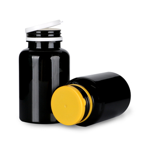 Proveedor de confianza Contenedor de medicina PET 5oz 8,5 oz 13oz Negro opaco brillante 40mm Boca ancha Tapas de color personalizado - Product Image 2