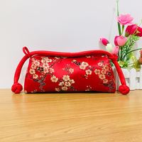 Nouvelle pochette à fermeture éclair en brocart de soie de style chinois 2025 avec chaîne, vintage, pour soirée, mariage, rangement de maquillage, cadeau