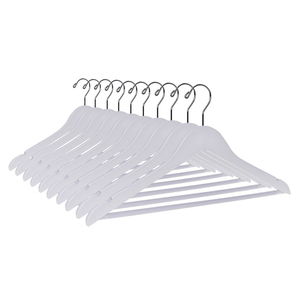 Offre Spéciale blanc cintres en bois avec PVC tube barre de verrouillage et ENCOCHES en <span class=keywords><strong>U</strong></span> crochet fort - Product Image 2