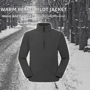 Custom Sporty <b>Half</b> <b>Zip</b> Winter Warm Padded Pilot Retro Windproof Waterproof MA1 Flight Bomber <b>Jacket</b> for <b>Men</b> - Product Image 2