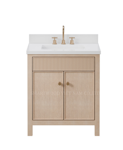 30 Inch Single Customizable Floor Standing Luxury Solid wood <b>Bathroom</b> <b>Vanity</b> with Wash Basin Eco-Friendly FSC CARB P2 EPA TSCA - Product Image 1