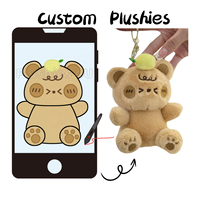 Fabrication sur mesure en usine, peluches d'ours bébé kawaii brodées de 10 cm, porte-clés en peluche personnalisable avec anneaux en peluche