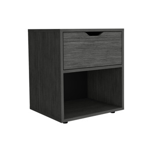 Nightstand End Table 19.7 H Light Gray with <b>Open</b> Shelf <b>Storage</b> Drawer Bedroom Furniture - Product Image 2