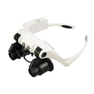 Hoofd Dragen Vergroten Eye Glas 10x 15x 20x 25x Vergrootglas Led Licht Dubbele Eye Juwelier Horloge Klok Repair Loupe - Product Image 1