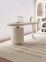 Bureau d'ordinateur en bois massif de style français, couleur crème, avec rangement, design pour petit espace, bureau à domicile, bureau de consultation de luxe léger