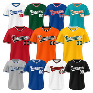 Seragam Baseball Pria Polos Berkualitas Tinggi 100% Polyester Grosir, Kaos Olahraga Custom Logo Nama Jersey Baseball - Product Image 2