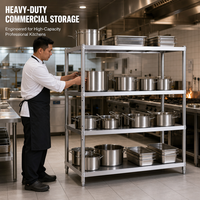 Étagère de présentation pour supermarché, en acier inoxydable, 4 niveaux, robuste, pour le stockage commercial, pour les magasins de détail et d'alimentation