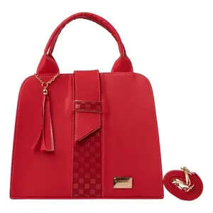 Bolso de Mujer Fana Malu con Diseño de Serpiente, Asas Rojas, Forro de PU, Adorno de Borla, para Uso Diario - Product Image 1