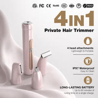 Alat Cukur Bikini Tahan Air IPX7 dengan 4 Kepala yang Dapat Diganti dan Baterai 600mAh, Alat Cukur Intim Isi Ulang untuk Wanita