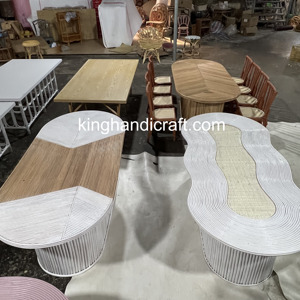 Ensemble table et chaises ovales en rotin pour enfants-Meubles en osier faits à la main pour événements intérieurs et extérieurs, garden parties - Product Image 6