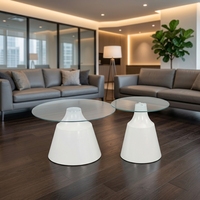 Ensemble de tables basses en verre trempé pour salon moderne et luxueux, table basse ronde personnalisée