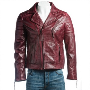 Latest Style Men's Winter <b>Leather</b> Jacket Stand Collar Front Logo <b>High</b> Quality Breathable Quick Dry Vintage OEM Service - Product Image 3