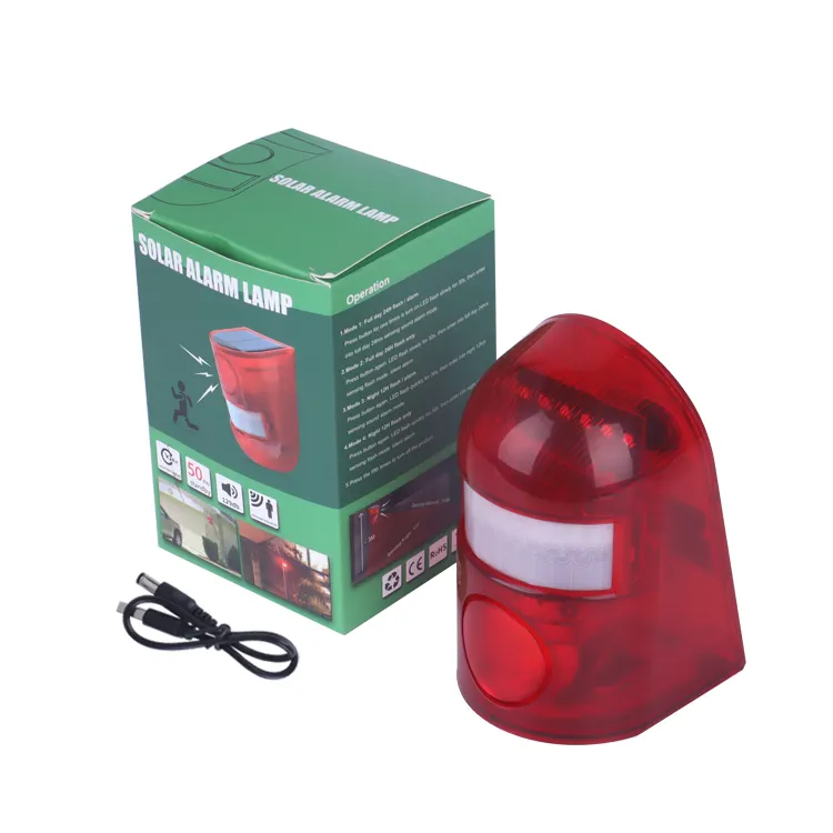 Outdoor Motion Sensor Solar Anti Theft Alarm Lamp Security Alarm Light