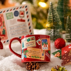 Tasse à café en céramique rouge exquise de grande valeur esthétique Lelyi pour Noël et le Nouvel An, compatible lave-vaisselle et micro-ondes - Product Image 1