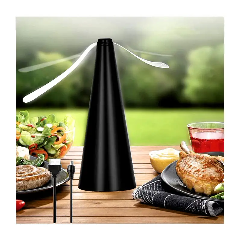 SJZ portable picnic indoor restaurant automatically drive away food soft blade flies repeller trap fruit hanging fly fan