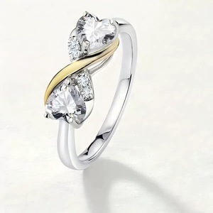 Wholesale <strong>Mother</strong> <strong>and</strong> <strong>Daughter</strong> Infinite Care <strong>and</strong> <strong>Ring</strong> Two-tone Diamond Heart-shaped Zircon Female - Product Image 1