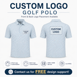 เสื้อโปโลกอล์ฟผู้ชายแบบ OEM ODM สั่งทำได้ พิมพ์ลายทั่วตัว ผ้าสี่ทิศทาง ยืดหยุ่น ระบายความชื้น ชุดกีฬาประสิทธิภาพสูง ผู้ผลิตแบรนด์เสื้อผ้า - Product Image 2