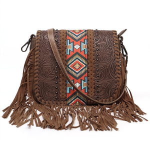 Bolsos Pequeños Estilo Western para Mujer, Bolso Bandolera con Flecos, Bolsos de Hombro de Cuero para Mujer, Estilo Azteca Western - Product Image 3