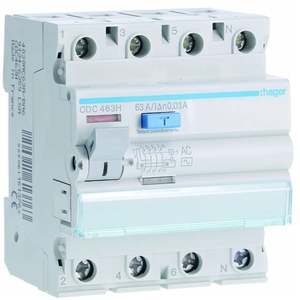 CDC463H Personalizzabile con Hagers RCCB 4P 63A tipo AC 30mA 4 moduli - Product Image 1