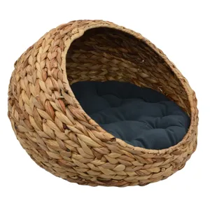 pet plastic jars indoor handwoven water hyacinth pet basket & pet cages & pet bed with cushion wicker plastic