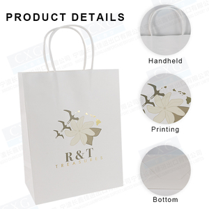 Trung quốc hàng đầu xử lý túi tái sử dụng giấy kraft bao bì với xử lý tùy chỉnh in logo trắng Kraft Túi Quà Tặng Giấy - Product Image 2