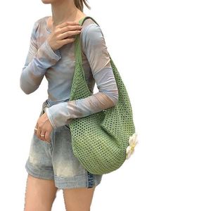 Bolso Tote de Verano Tejido a Mano para Mujer, de Hombro/Bandolera, Capacidad Media/Grande, para Playa y Vacaciones, Forro de Poliéster y Lino - Product Image 5