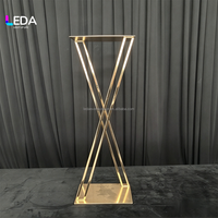 Rak Bunga Logam Emas Bulat 3 Tingkat LEDA Luxury Tall, Centerpiece Meja Pernikahan, Rak Pajangan Bunga