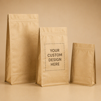 Sac d'emballage personnalisé en papier kraft doublé de feuille d'aluminium à fond plat pour les grains de café