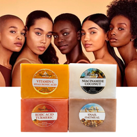 OEM vente en gros savon blanchissant à l'acide kojique barre de savon noir blanchissant africain naturel exfoliant pour peau foncée