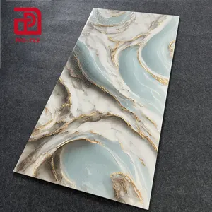 New designs 600*1200mm modern pattern shiny gold line exclusive marble floor and wall tile