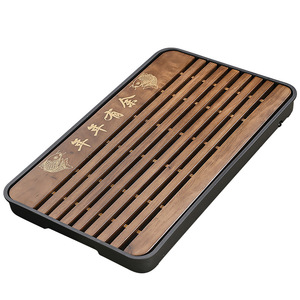 Kung Fu <b>tea</b> set, <b>tea</b> <b>tray</b>, <b>tea</b> table with drainage and water storage, made of eucalyptus wood, melamine base, wood, walnut wood. - Product Image 5