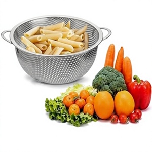 Passoire en acier inoxydable avec poignées, panier de lavage réutilisable pour légumes de cuisine - Product Image 3