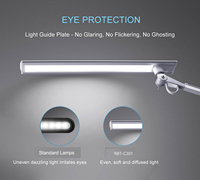 Lampe de bureau LED moderne, flexible, sans fil, en aluminium, pliable, à intensité variable, avec bras articulé, pince et commande tactile, pour le bureau et le dessin technique