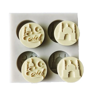 Fine 4 cavités arabe musulman <span class=keywords><strong>Eid</strong></span> <span class=keywords><strong>Mubarak</strong></span> mosquée lune étoile forme Silicone bricolage <span class=keywords><strong>chocolat</strong></span> Biscuit Cookie argile gâteau Fondant <span class=keywords><strong>moule</strong></span> - Product Image 1