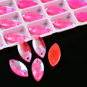 Oleeya Glowing <b>Neon</b> AB Colors Horse Eye Shape Colorful Crystal Sew on Rhinestones Flatback Glass Strass for Bikini <b>Dress</b> - Product Image 2